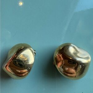 Vintage gold tone clip on round earrings